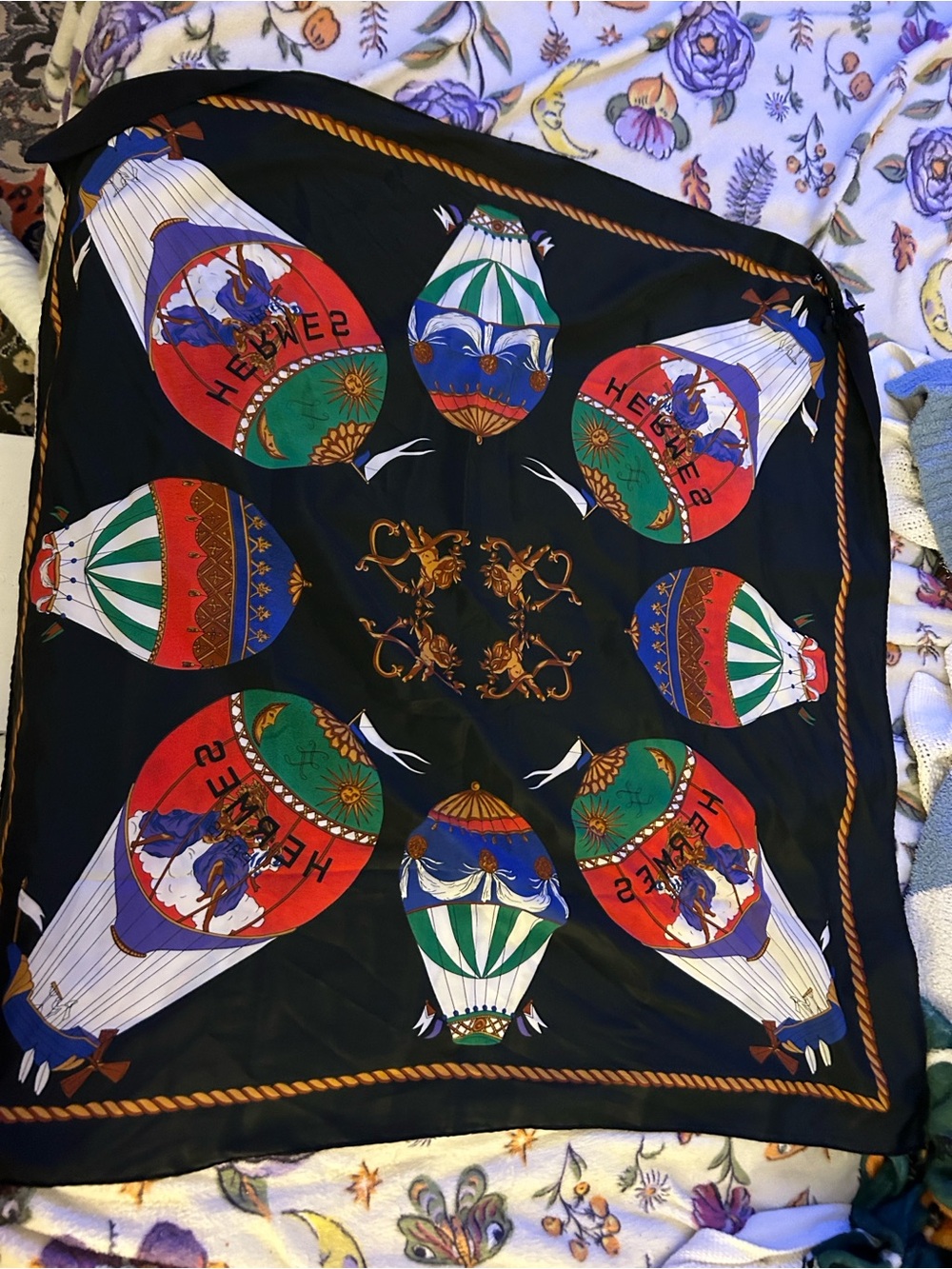 Unverified price reflects was gifted Hermes-inspired Balloon Print Silk Scarf